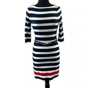 Lauren Ralph Lauren Nautical Striped Midi Dress Size See APPROXIMATE MEA…